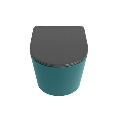 Mondiaz LAVIE WC suspendu – sans bride – 36 x 53 cm – avec abattant softclose – Smag (vert), abattant Dark grey (gris) SW1208608