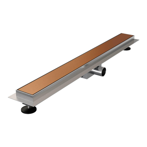 Brauer Caniveau de douche - 70x7.5cm - bride de plancher - grille carrelable réversible - acier inoxydable - cuivre brossé SW771543