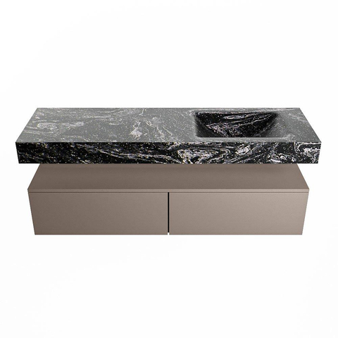 MONDIAZ ALAN - DLUX Ensemble de meubles de salle de bains - 150cm - meuble bas - Smoke - 2 tiroirs - lavabo suspendu - vasque à droite - 0 trous de robinet - Lava SW808123