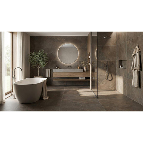 ÉCHANTILLON Terravito Elzino carreau mural et de sol - 30x60cm - rectifié - Aspect pierre naturelle - Cocoa mat (brun) SW1221595
