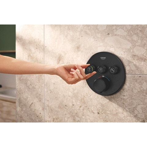 GROHE Grohtherm SmartControl afbouwdeel - rond - thermostatisch - 3 functies - mat zwart SW1477590