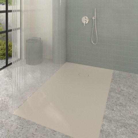 Villeroy & Boch Ecora douchebak - 160x100x4.5cm - afvoer korte zijde - almond (beige) SW1558893