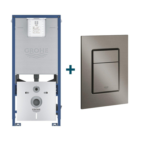 Grohe Rapid SLX Inbouwreservoir - met 3-in-1 set frame - inclusief Skate Cosmopolitan bedieningsplaat - brushed hard graphite (antraciet) SW405750