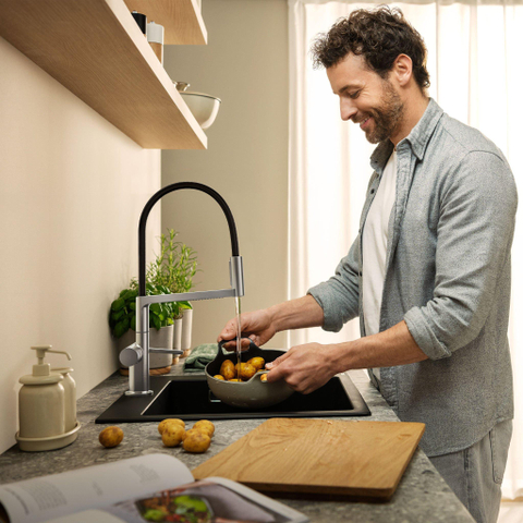 Hansgrohe Talis Select M54 PowderSpray eengreeps keukenkraan Semi-Pro 3jet rvs look SW1383014