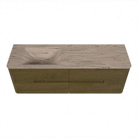 Mondiaz CIRO-DLUX Ensemble de meubles de salle de bains - 150x45x50cm - Plan-vasque en solid surface Arena - 1 lavabo à gauche - sans trous de robinetterie - 4 tiroirs - Dusk SW1533115