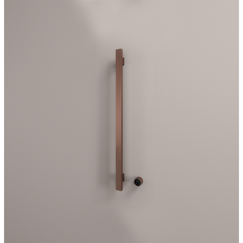 Hotbath &MORE Handdoekradiator - 19x115cm - vierkant - 1 stangen - verticaal - met schakelaar - PVD - geborsteld koper SW1245828