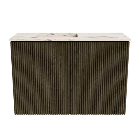 Mondiaz JOYA-DLUX 60cm meuble de toilette - couleur Shadow - Vasque FAYE position Gauche Sans trou de robinet couleur Nata. SW1424951