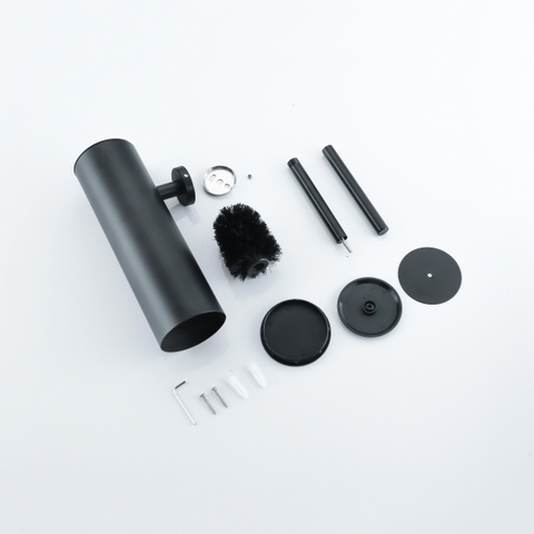 Fortifura Calvi toiletborstelhouder - gesloten model - wand - rond - mat zwart SW1111541