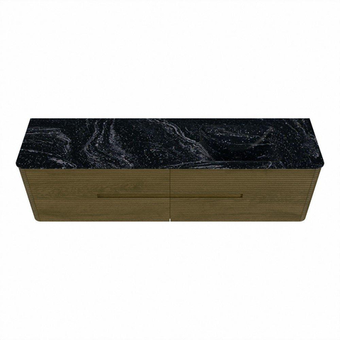 Mondiaz CIRO-DLUX Ensemble de meubles de salle de bains - 180x45x50cm - Plan vasque solid surface Lava - 1 lavabo à droite - 1 trou de robinet - 4 tiroirs - Dusk SW1533063