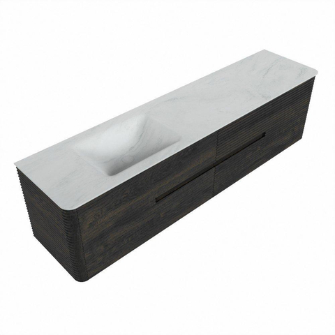 Mondiaz CIRO-DLUX Badkamermeubelset - 190x45x50cm - Solid surface wastafel Opalo - 1 wasbak Links - 1 kraangat - 4 lades - Shadow SW1532437