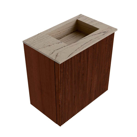 Mondiaz JOYA-DLUX 40cm toiletmeubel - kleur Ruby - Wastafel FAYE positie Rechts Zonder kraangat kleur Arena. SW1425253