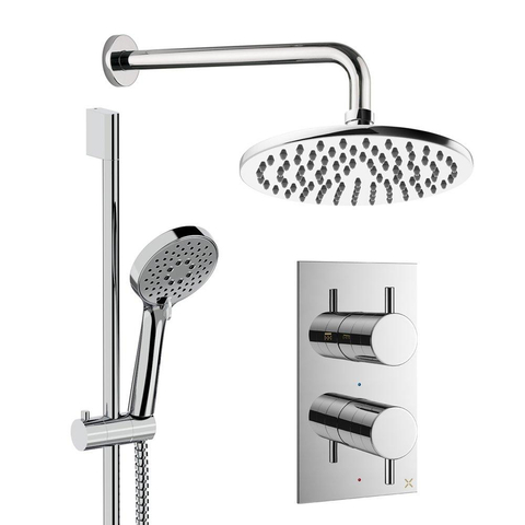 Crosswater MPRO ensemble de douche pluie encastré – douche de tête Ø 20 cm – douchette ronde – 2 leviers – chrome SW1472618