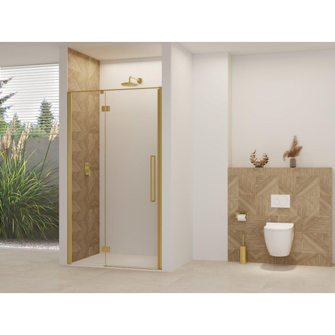 Van Rijn Products ST07 Deur vast deel - 138x200cm - helder glas - stabilisatiestang - Messing Geborsteld SW1177931