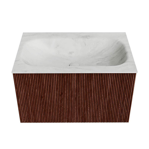 Mondiaz KURVE-DLUX Ensemble de meuble de salle de bains - 70x46x40cm - 1 tiroir - vasque solid surface - centre - sans trou de robinet - Ruby SW1415723