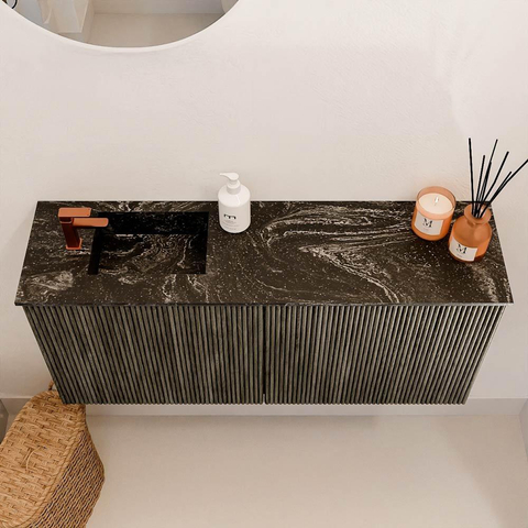 Mondiaz JOYA-DLUX 90cm toiletmeubel - kleur Shadow - Wastafel FAYE positie Links 1 kraangat kleur Lava. SW1422857