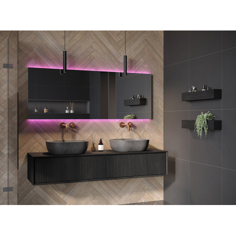 LoooX C-Line spiegel – 120x70 cm – indirecte LED boven en onder – RGBW-kleurenlicht – Aluminium GA74606