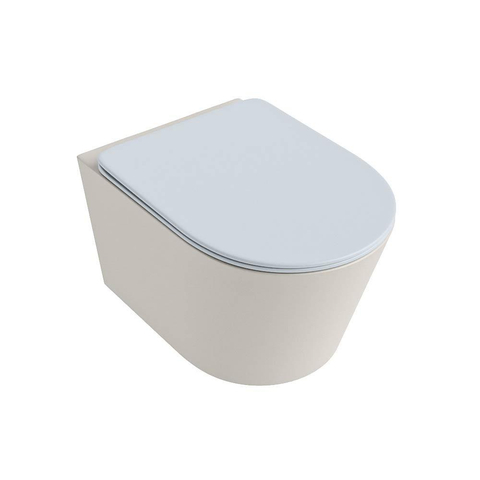Mondiaz LAVIE hangtoilet – spoelrandloos – 36 x 53 cm – met softclose zitting – Linen (offwhite), zitting Clay (lichtblauw/grijs) SW1208589