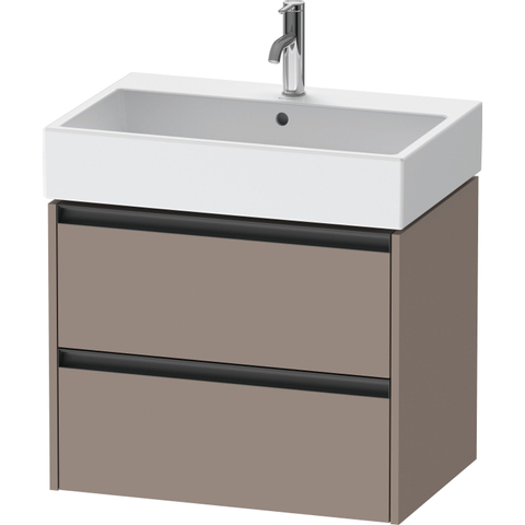 Duravit Ketho.2 Wastafelonderbouwkast - met 2 laden - 68.4x46x54.9cm - met grepen antraciet - basalt mat SW772000