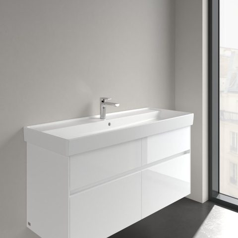 Villeroy & Boch Collaro meubelwastafel - 120x47cm - met overloop - 1 kraangat CeramicPlus - Stone White (mat wit) SW358339