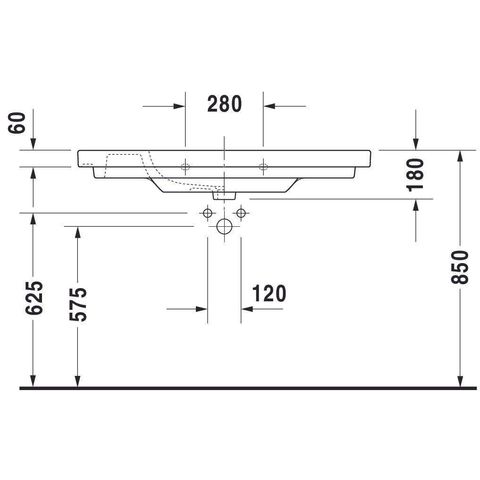 Duravit D-code Meubelwastafel - 105x48cm - met 1 kraangat - met overloop - wit GA87573