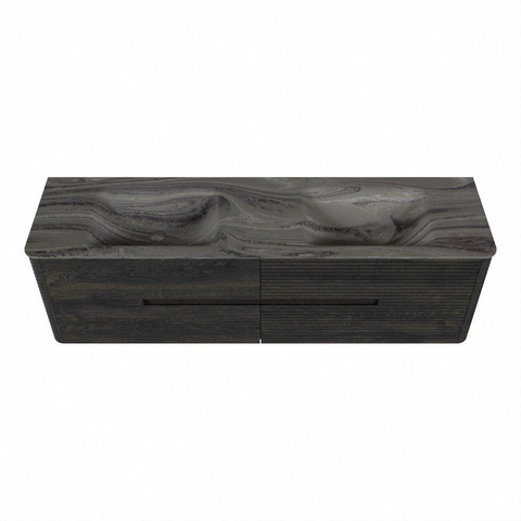 Mondiaz CIRO-DLUX Meuble de salle de bains - 170x45x50cm - Plan vasque solid surface Sombra - 2 vasques Double - sans trous de robinet - 4 tiroirs - Shadow SW1532783
