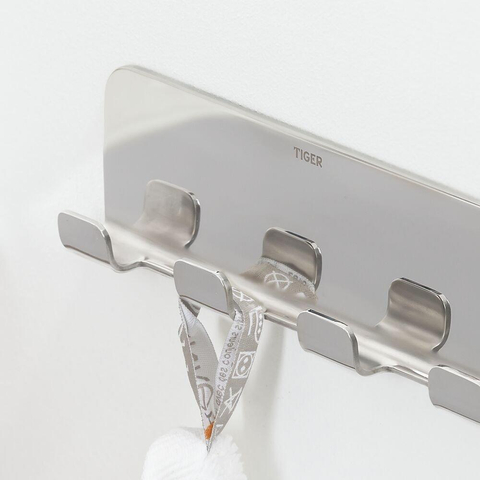 Tiger Colar Handdoekhaak - 4 haken - zelfklevend - gepolijst RVS SW106823