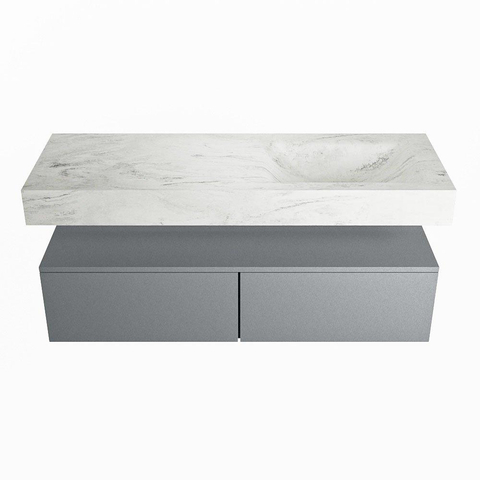 MONDIAZ ALAN - DLUX Badkamermeubelset - 130cm - onderkast - Plata - 2 lades - vrijhangende wastafel - wasbak rechts - 1 kraangat - Opalo SW806925