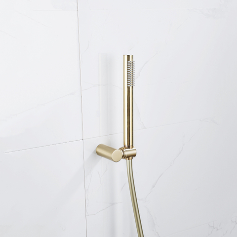 Fortifura Calvi Handdoucheset - 22.5cm - staaf - met houder - gladde slang - 150cm - PVD - geborsteld messing (goud) SW809503