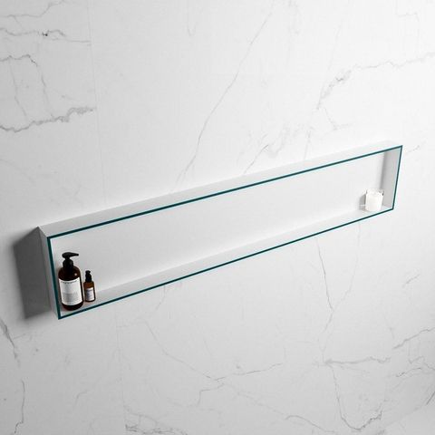 Mondiaz Easy nis 29.5x149.5x8cm voor Inbouw/opbouw 1 open vak Solid surface Talc/Smag SW643737
