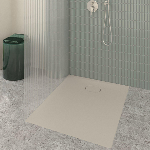Villeroy & Boch Ecora douchebak - 100x80x3.5cm - afvoer korte zijde - almond (beige) SW1558917