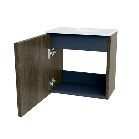 Mondiaz JOYA 40cm toiletmeubel - kleur Shadow - Wastafel FAYE positie Rechts 1 kraangat kleur Talc. SW1421416