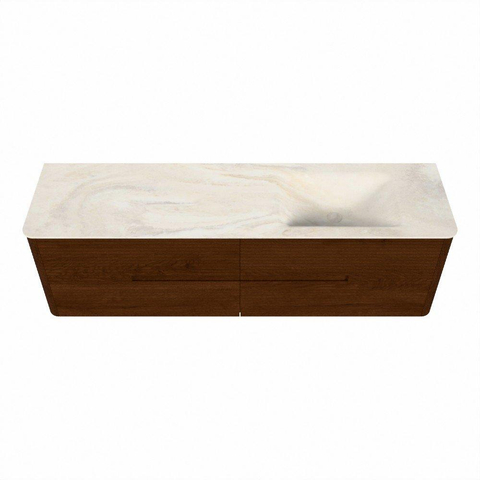 Mondiaz CIRO-DLUX Badkamermeubelset - 170x45x50cm - Solid surface wastafel Ostra - 1 wasbak Rechts - zonder kraangaten - 4 lades - Ruby SW1533794