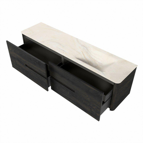 Mondiaz CIRO-DLUX Badkamermeubelset - 180x45x50cm - Solid surface wastafel Ostra - 1 wasbak Rechts - 1 kraangat - 4 lades - Shadow SW1532301