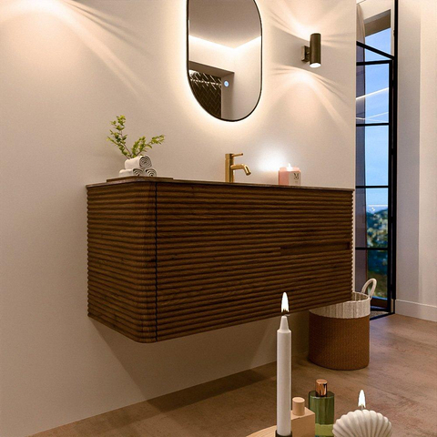 Mondiaz CIRO-DLUX Ensemble de meubles de salle de bains - 110x45x50cm - Plan vasque en solid surface Sombra - 1 vasque à droite - 1 trou de robinet - 2 tiroirs - Dusk SW1533396