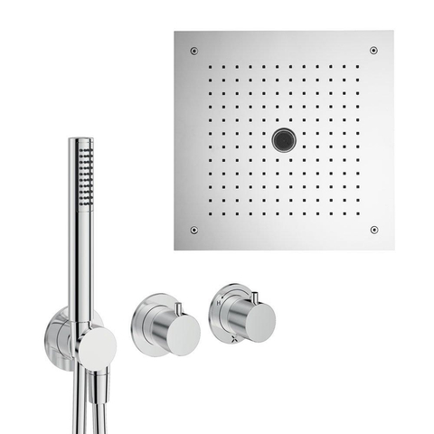 Crosswater MPRO Module ensemble de douche pluie encastré – douche de tête carrée 38 cm – douchette bâton 3 jets – chrome SW1472490