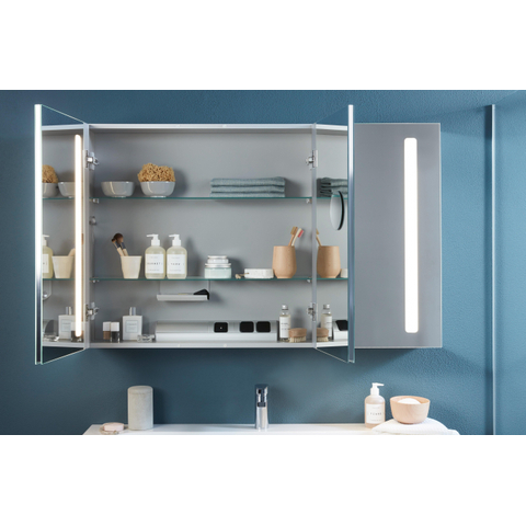 Villeroy & Boch my view 14 My View spiegelkast - met 2 deuren - met geïntegreerde LED verlichting verticaal - 120x75x17.3cm - zilver 1024982