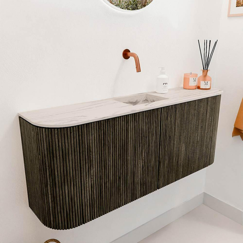 Mondiaz JOYA-DLUX 103.2cm toiletmeubel - ronding links en rechts kleur Shadow - Wastafel FAYE positie Midden Zonder kraangat kleur Nata. SW1425005