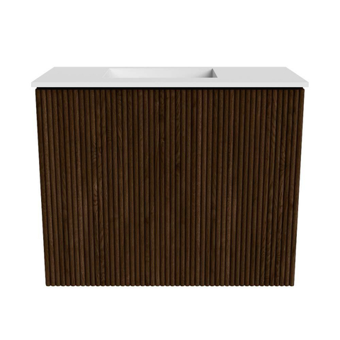 Mondiaz JOYA 50cm meuble de salle de bains - couleur Walnut - Vasque FAYE position Gauche 1 trou de robinet couleur Talc. SW1421228