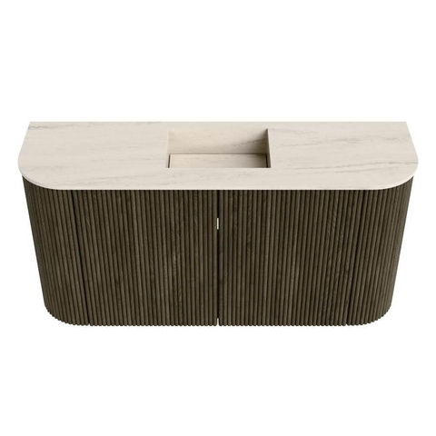 Mondiaz JOYA-DLUX Meuble de toilette 83,2cm - arrondis gauche et droite couleur Shadow - Vasque FAYE position Milieu 1 trou de robinet couleur Meli. SW1424922