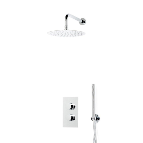 Fortifura Calvi Inbouw Regendoucheset - thermostatisch - wandarm - 30cm - hoofddouche - staaf handdouche - gladde doucheslang - hoogglans chroom SW1412045