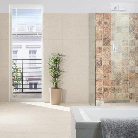 ÉCHANTILLON Ceralto Inlay Uno Carreau de sol et de mur 80x80cm 10mm rectifié R10 grès cérame Light Beige SW976471