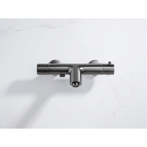 Fortifura Calvi thermostatische badkraan - PVD - geborsteld gunmetal (antraciet) SW720225