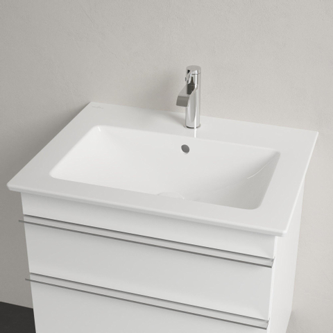 Villeroy & Boch venticello wastafel - met 1 kraangat - 65x50cm (geschikt - voor 3 kraangaten) - met overloop CeramicPlus - White Alpine (glans wit) 1025145