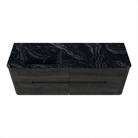 Mondiaz CIRO-DLUX Badkamermeubelset - 140x45x50cm - Solid surface wastafel Lava - 1 wasbak Links - 1 kraangat - 4 lades - Shadow SW1532268