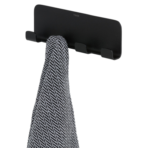 Tiger Colar Handdoekhaak - 4 haken - zelfklevend - zwart SW877184