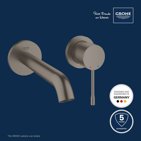 Grohe Essence New Wastafelkraan Inbouw - uitloop 18.3cm - M-size - brushed hard graphite (antraciet) SW97505