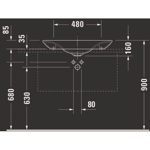 Duravit PuraVida Opbouwwastafel - met bevestiging en afvoer - inclusief keramische afdekkap - 70x42cm - glans wit 0293121