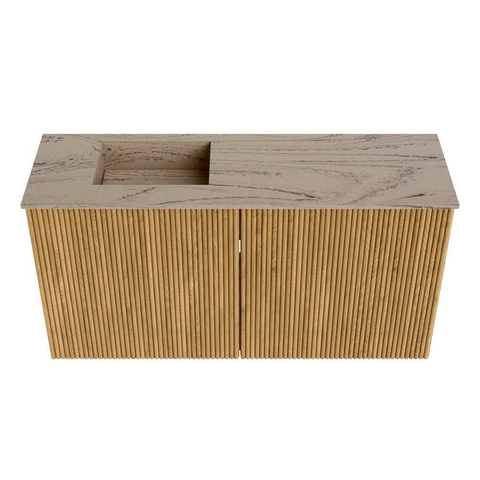 Mondiaz JOYA-DLUX 80cm toiletmeubel - kleur Oak - Wastafel FAYE positie Links 1 kraangat kleur Arena. SW1423904