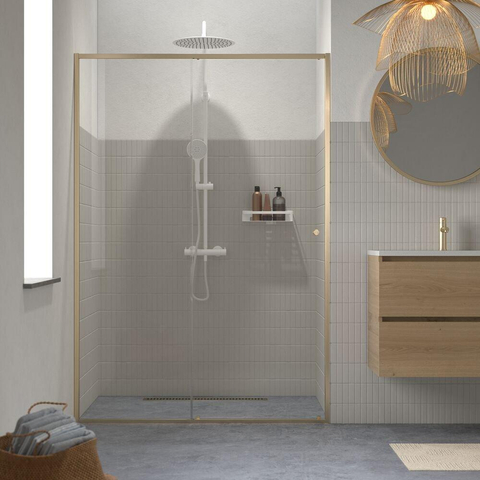 Sealskin Contour porte de douche - 140x200cm - pour niche - porte coulissante - doré brossé SW799408