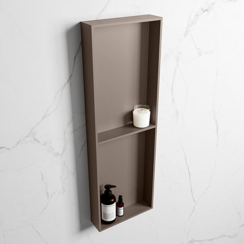 Mondiaz Easy nis 29.5x149.5x8cm - inbouw/opbouw - 2 open vakken - Solid surface - Smoke SW643846
